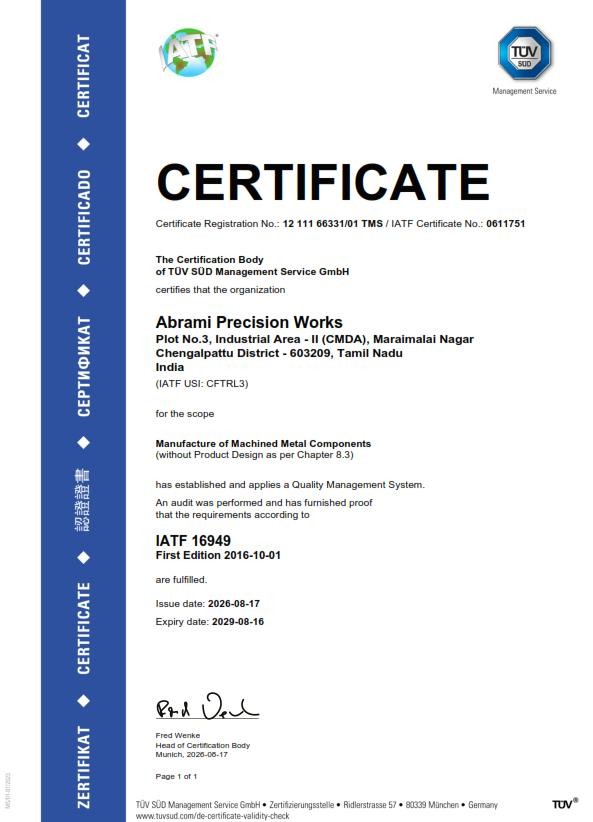 IATF 16949 certificate